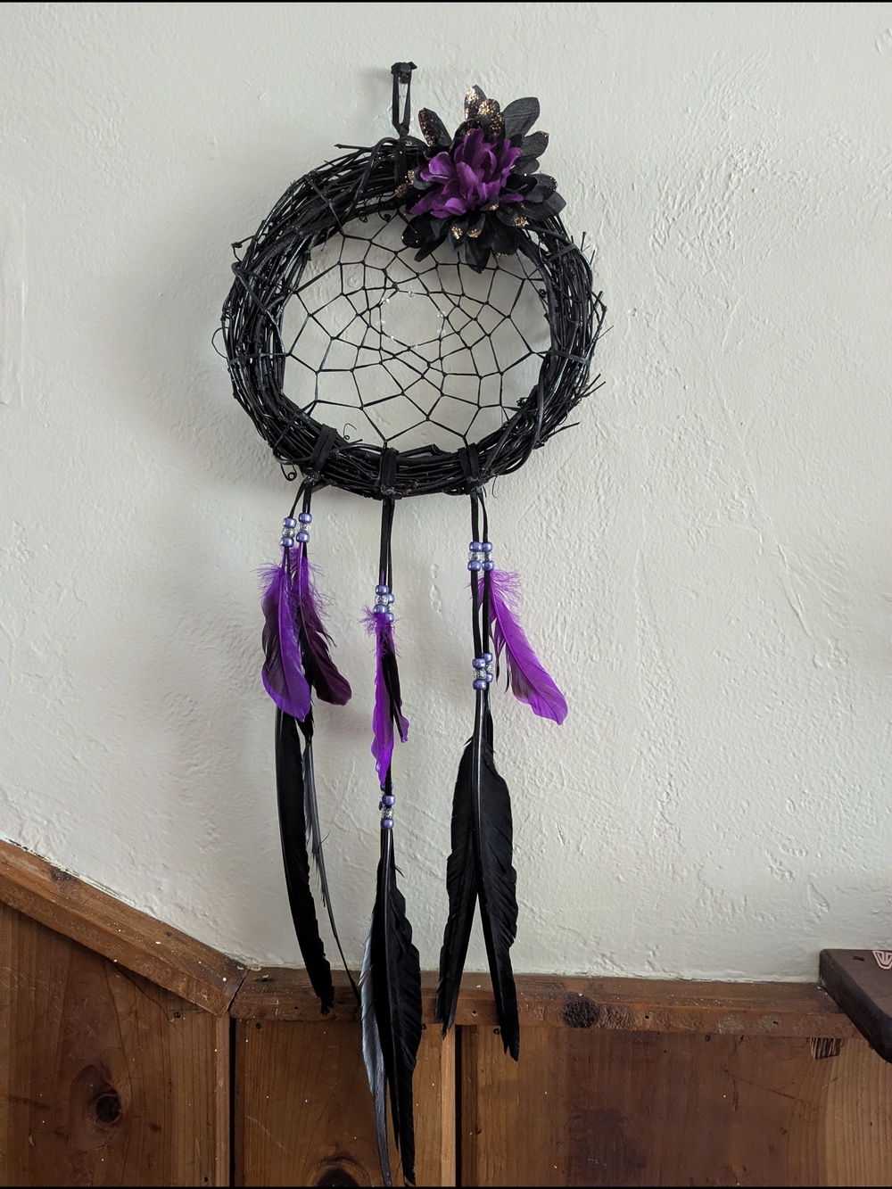 Black & Purple Dreamcatcher Wall Hanging